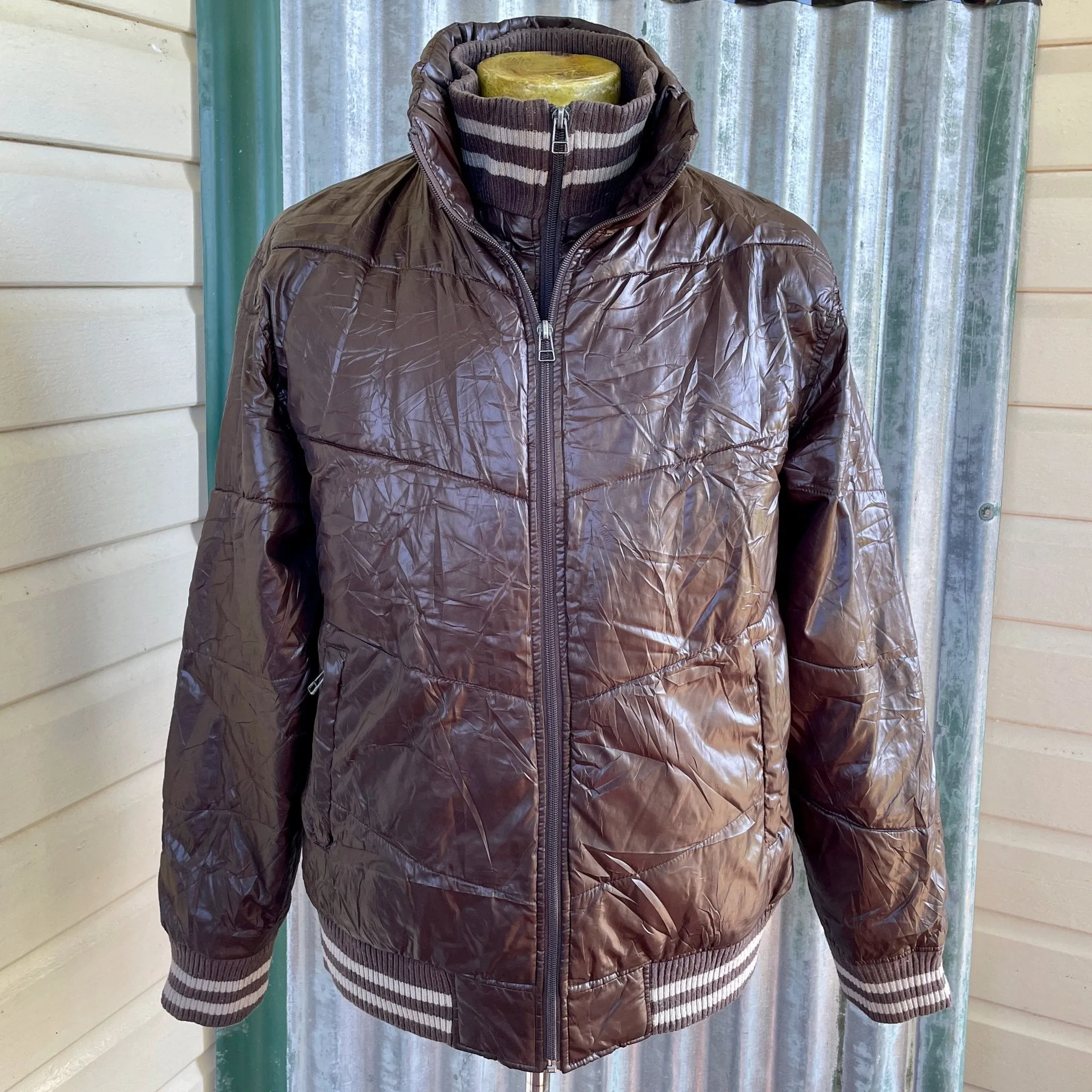 1990's Vintage Converse Bomber Jacket Brown Sz L - OOAK