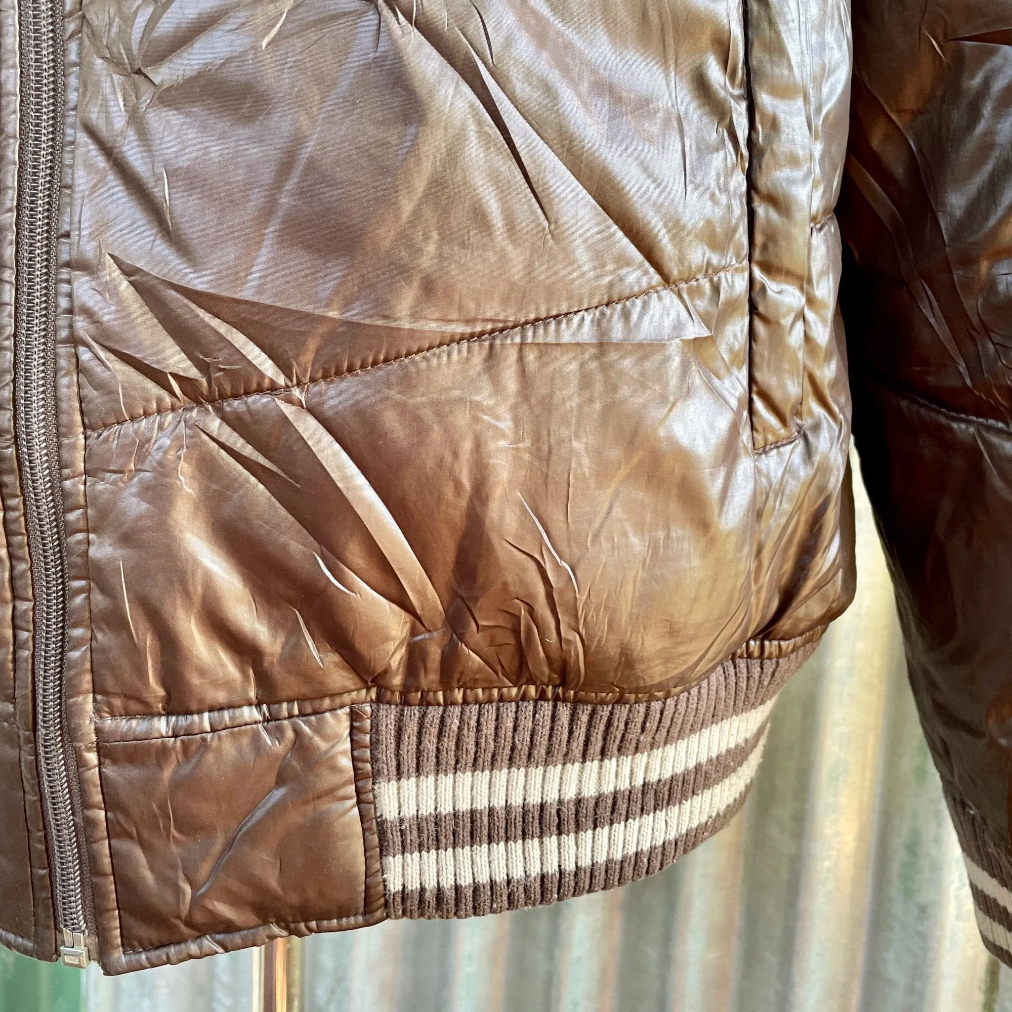 1990's Vintage Converse Bomber Jacket Brown Sz L - OOAK