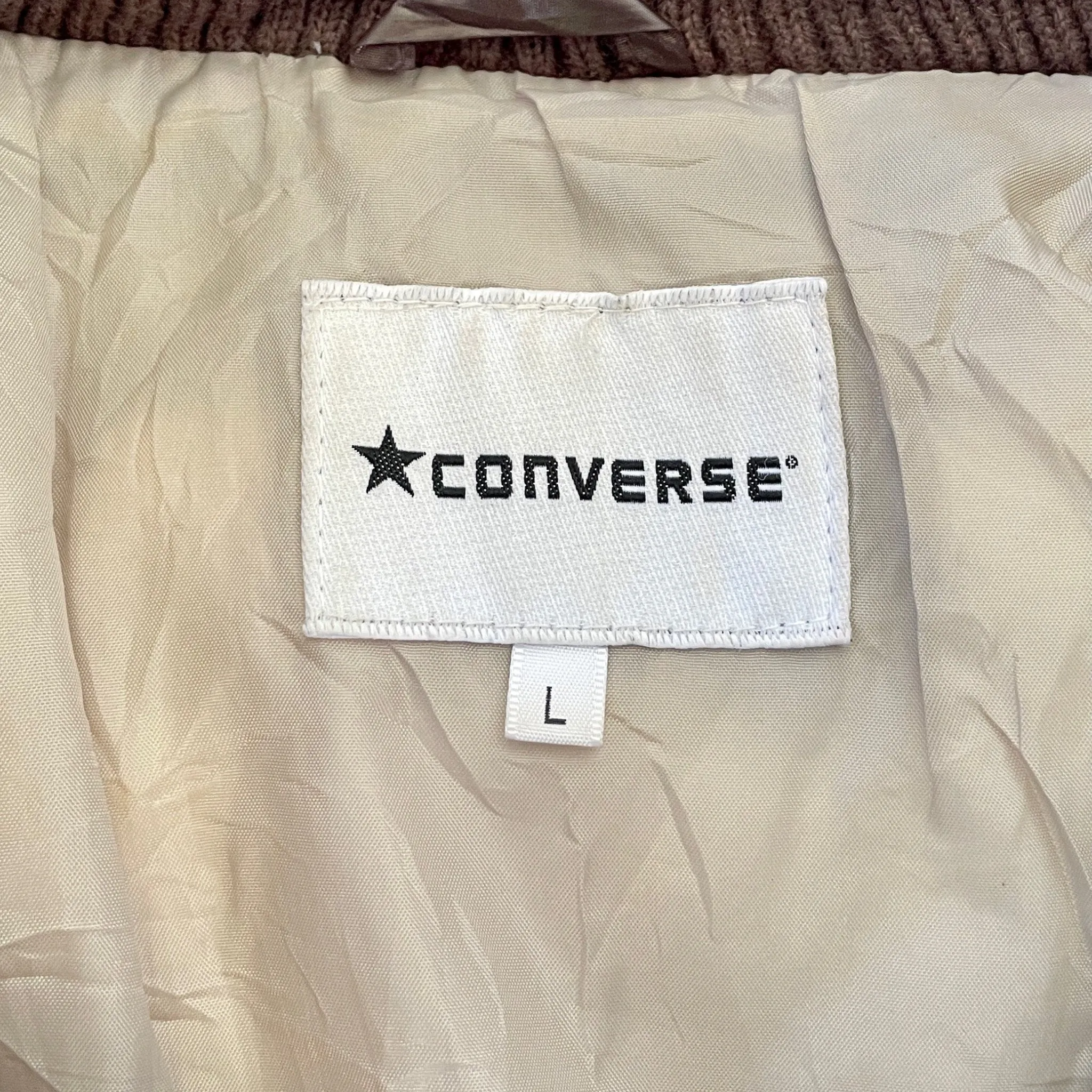 1990's Vintage Converse Bomber Jacket Brown Sz L - OOAK