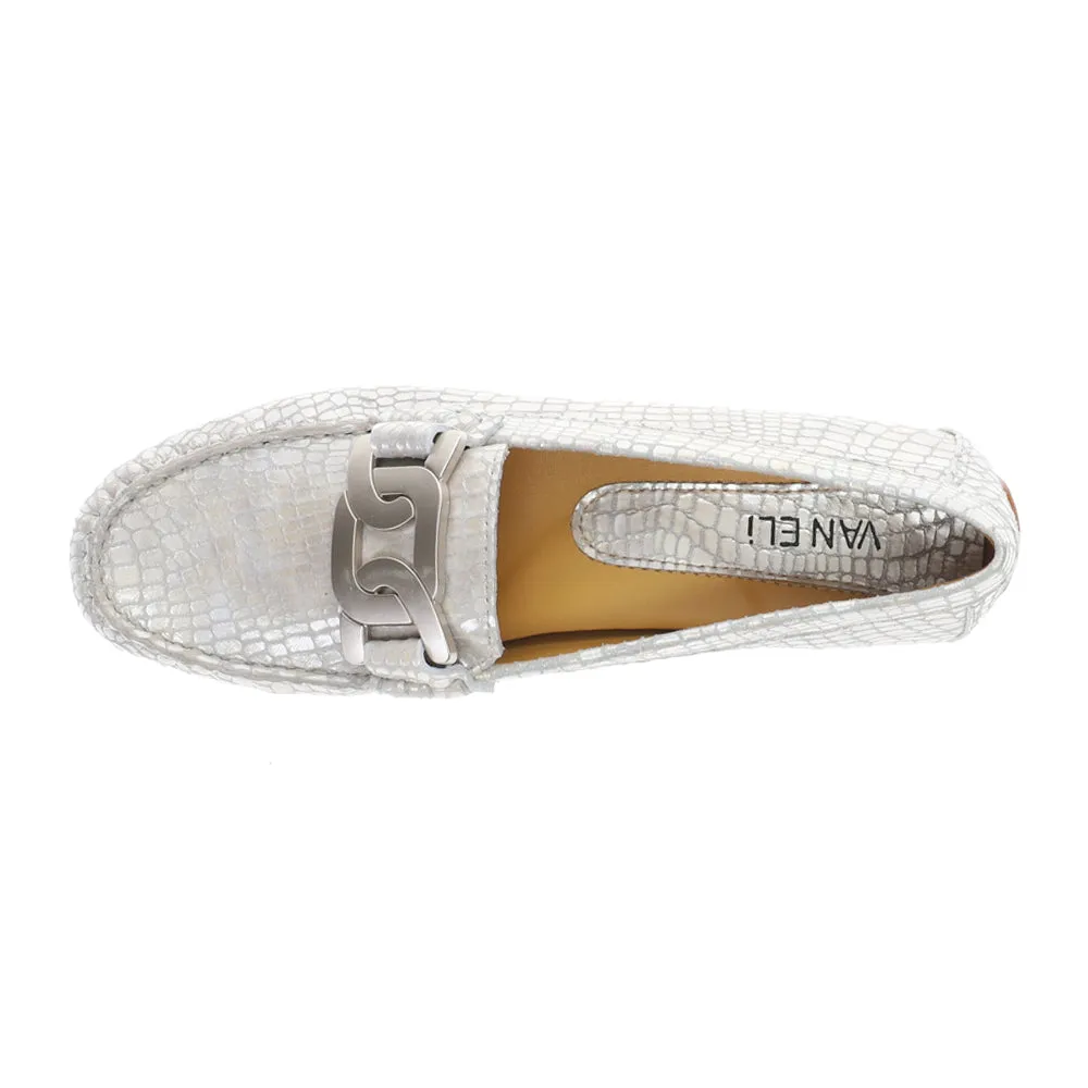 Aiker Metallic Snake Print Slip On Moccasins