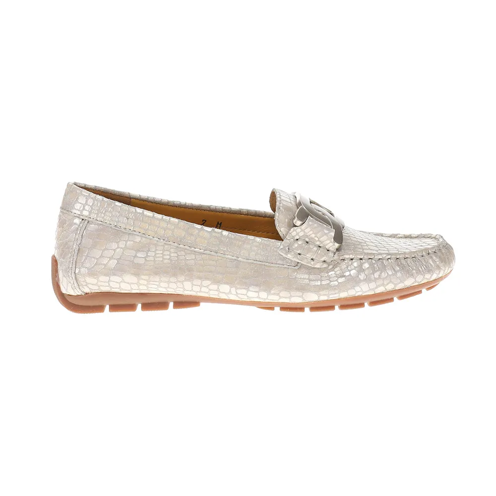 Aiker Metallic Snake Print Slip On Moccasins
