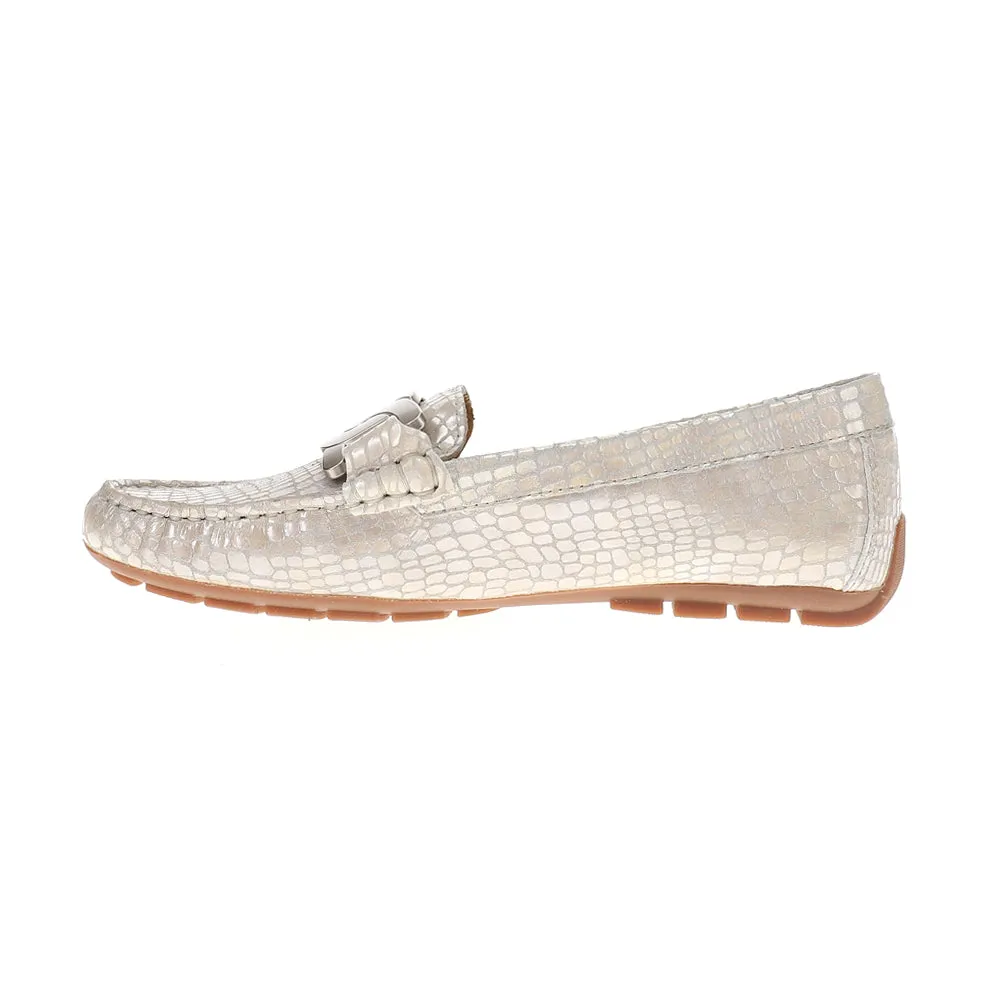 Aiker Metallic Snake Print Slip On Moccasins