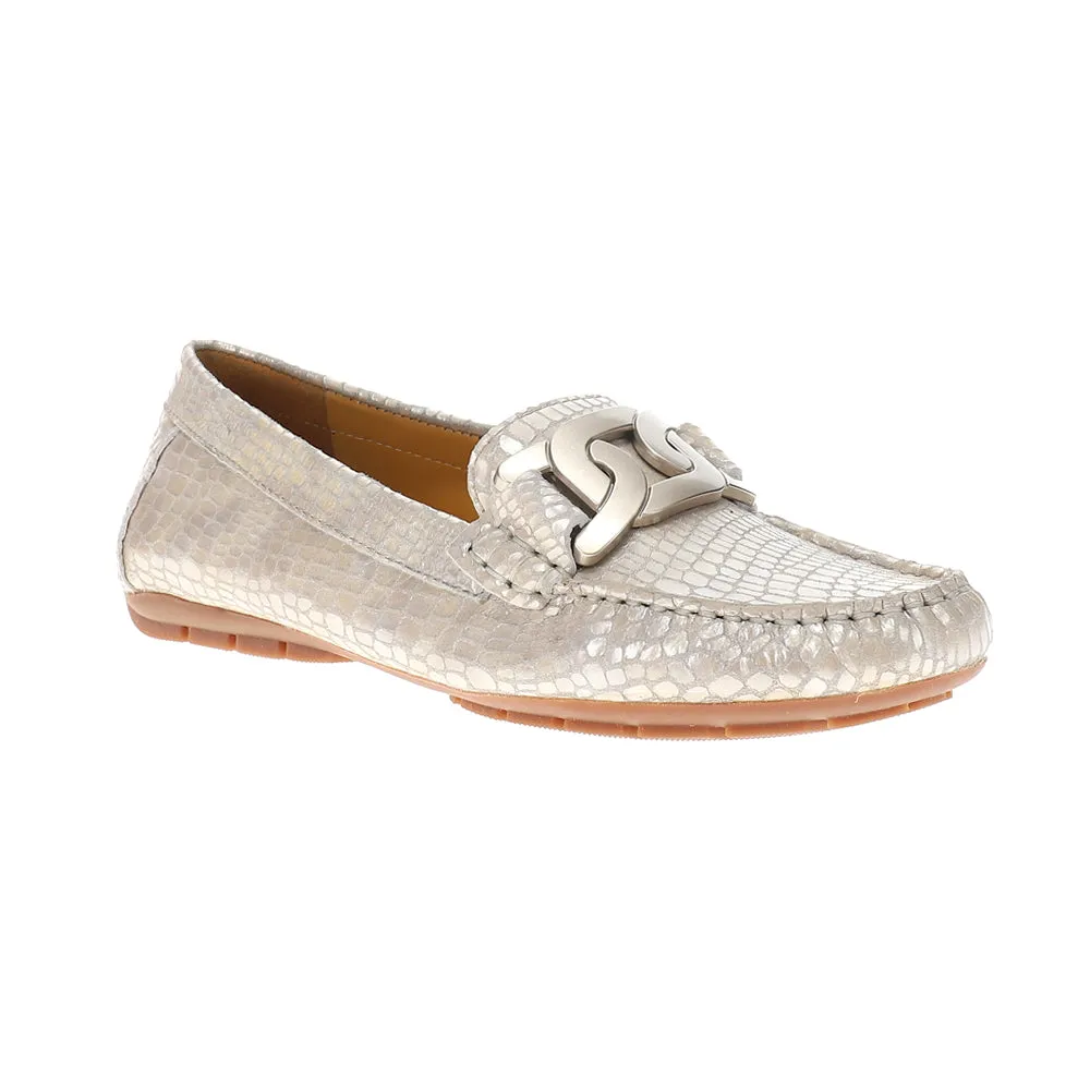 Aiker Metallic Snake Print Slip On Moccasins