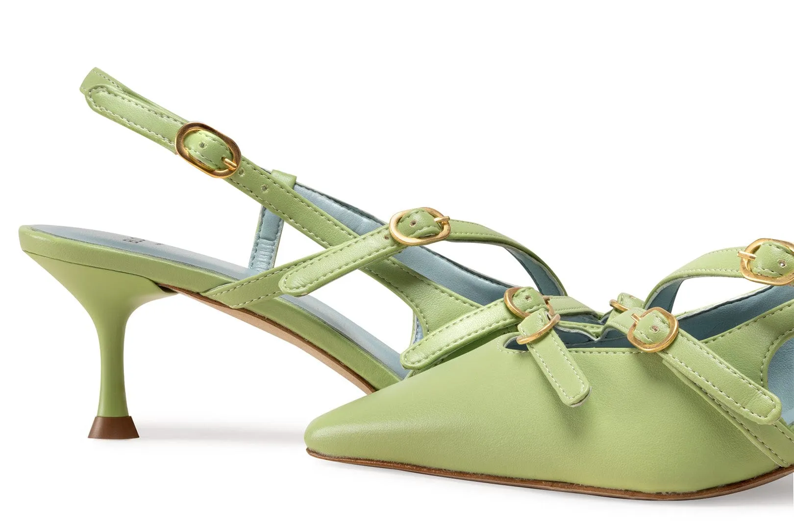 Alice Vegan Apple Leather Slingback Heels | Green