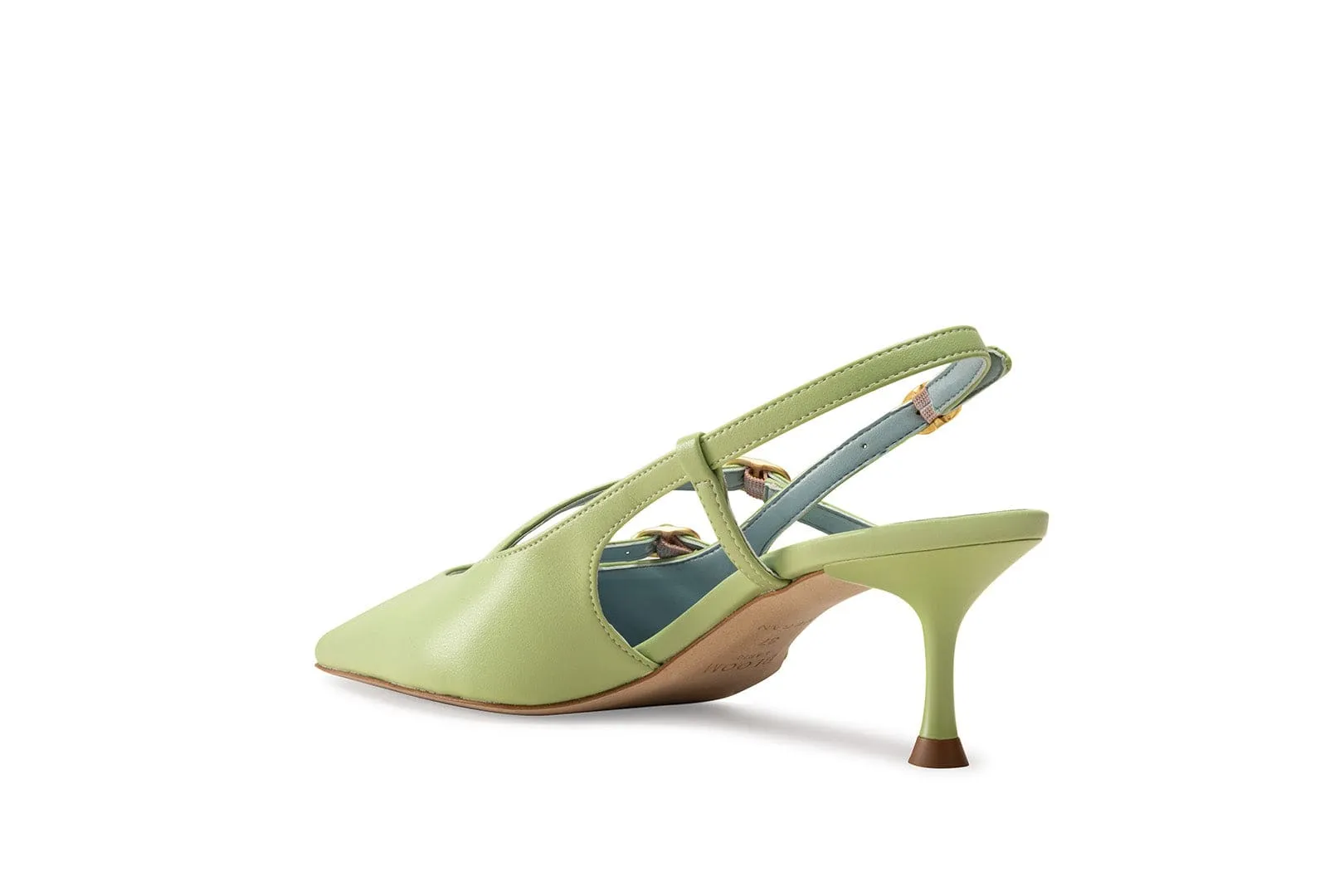 Alice Vegan Apple Leather Slingback Heels | Green