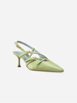 Alice Vegan Apple Leather Slingback Heels | Green
