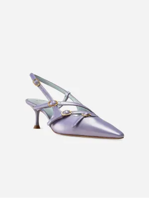 Alice Vegan Apple Leather Slingback Heels | Iridescent Violet
