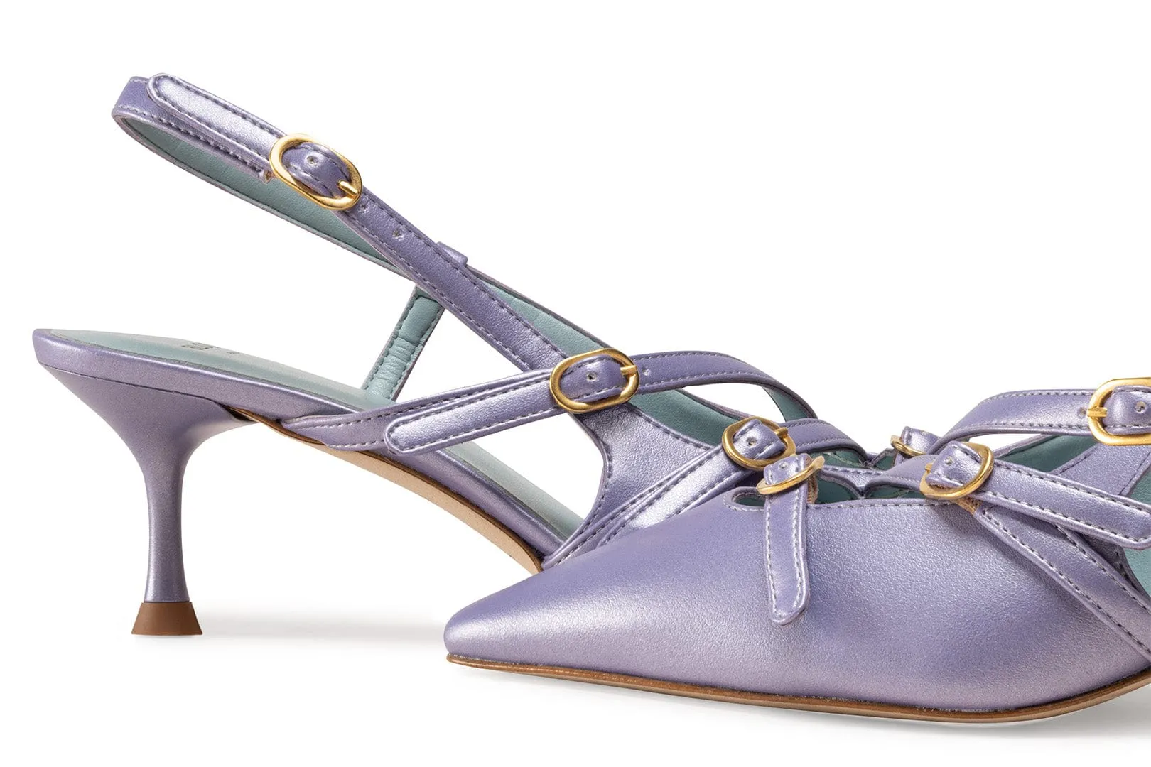 Alice Vegan Apple Leather Slingback Heels | Iridescent Violet