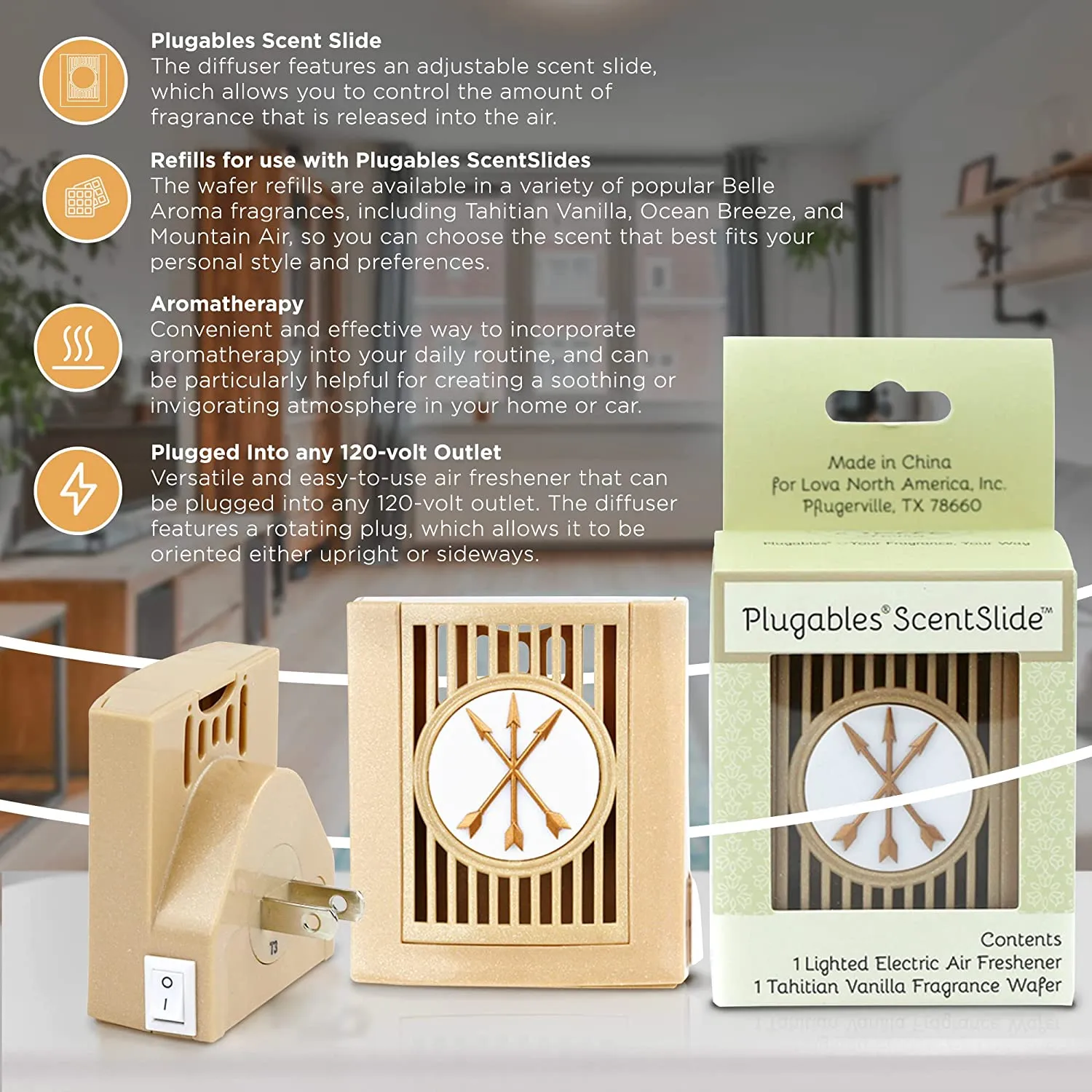 Arrows Plugables® ScentSlide® Plugin Night Light Diffuser with 1 Fragrance Wafer - Frosted Sandstone