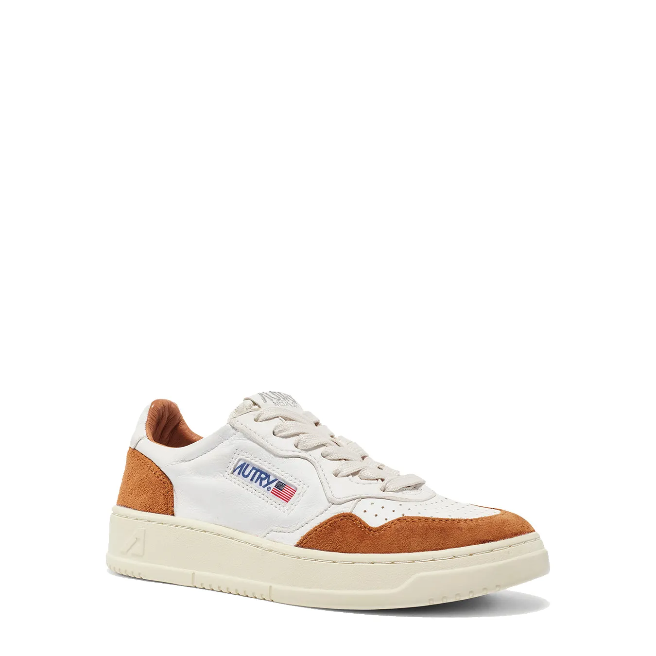 Autry Womens Medalist Low Trainers White Goatskin / Caramel Suede