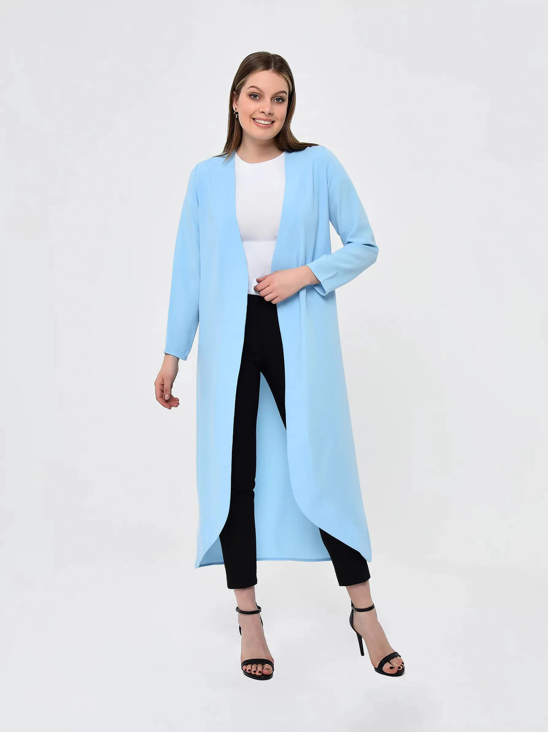 Baby Blue Longline Casual Kimono