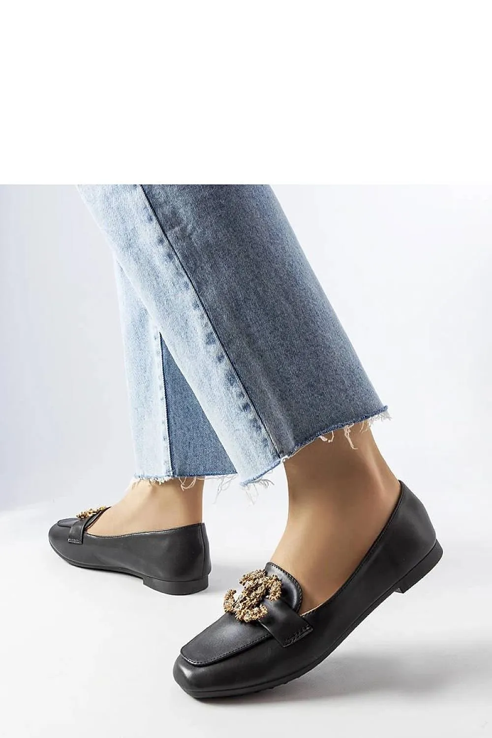Black eco-leather moccasins