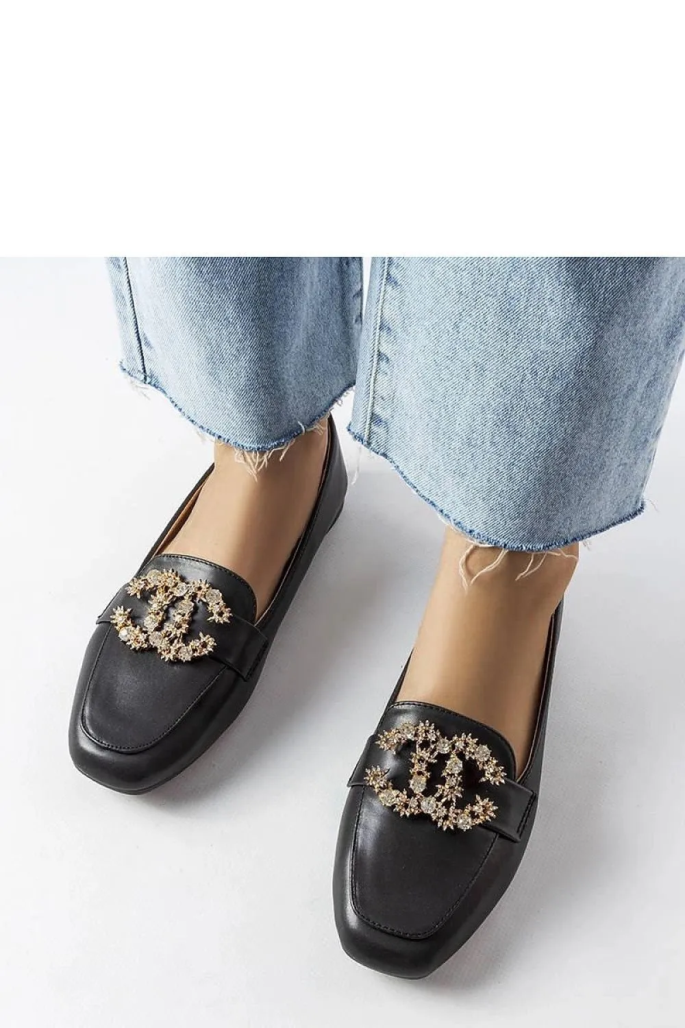 Black eco-leather moccasins