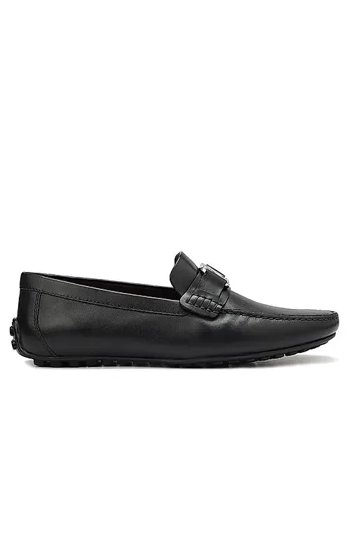 Black Leather Moccasins With Logo