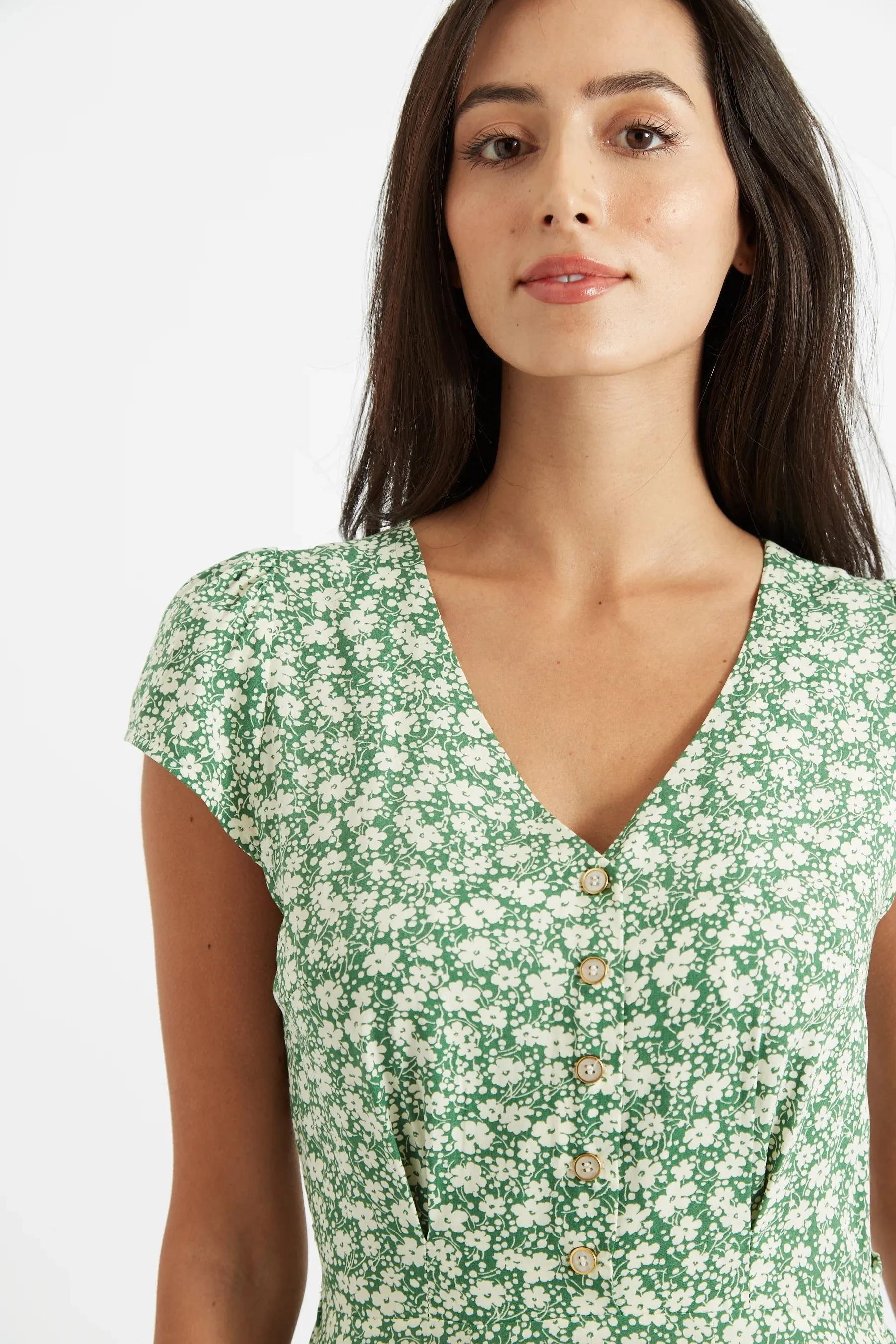 Cathleen Midi Periwinkle Dress Green