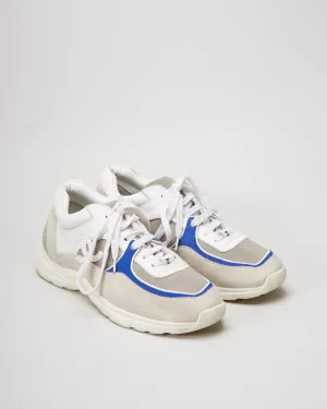 Chanel White / Blue / Grey Suede Trainers - UK 7