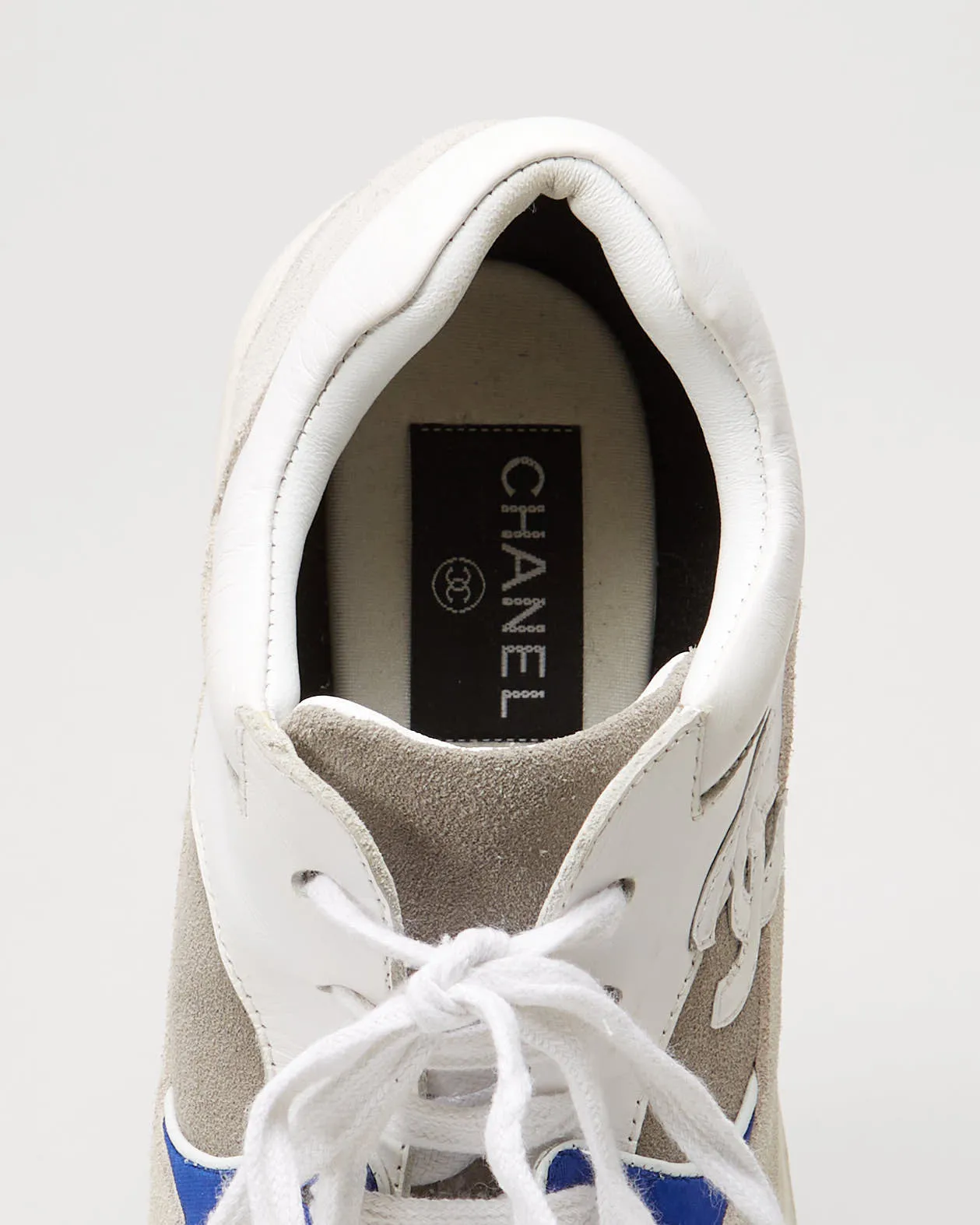 Chanel White / Blue / Grey Suede Trainers - UK 7