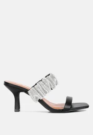 Cherry Blossom Diamante Ruche Strap Sandals by London Rag