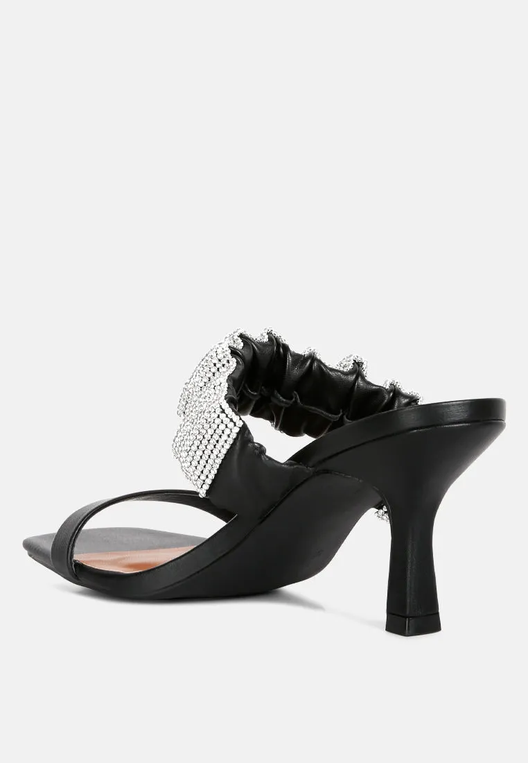 Cherry Blossom Diamante Ruche Strap Sandals by London Rag