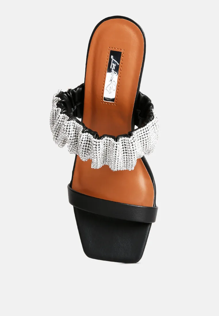 Cherry Blossom Diamante Ruche Strap Sandals by London Rag