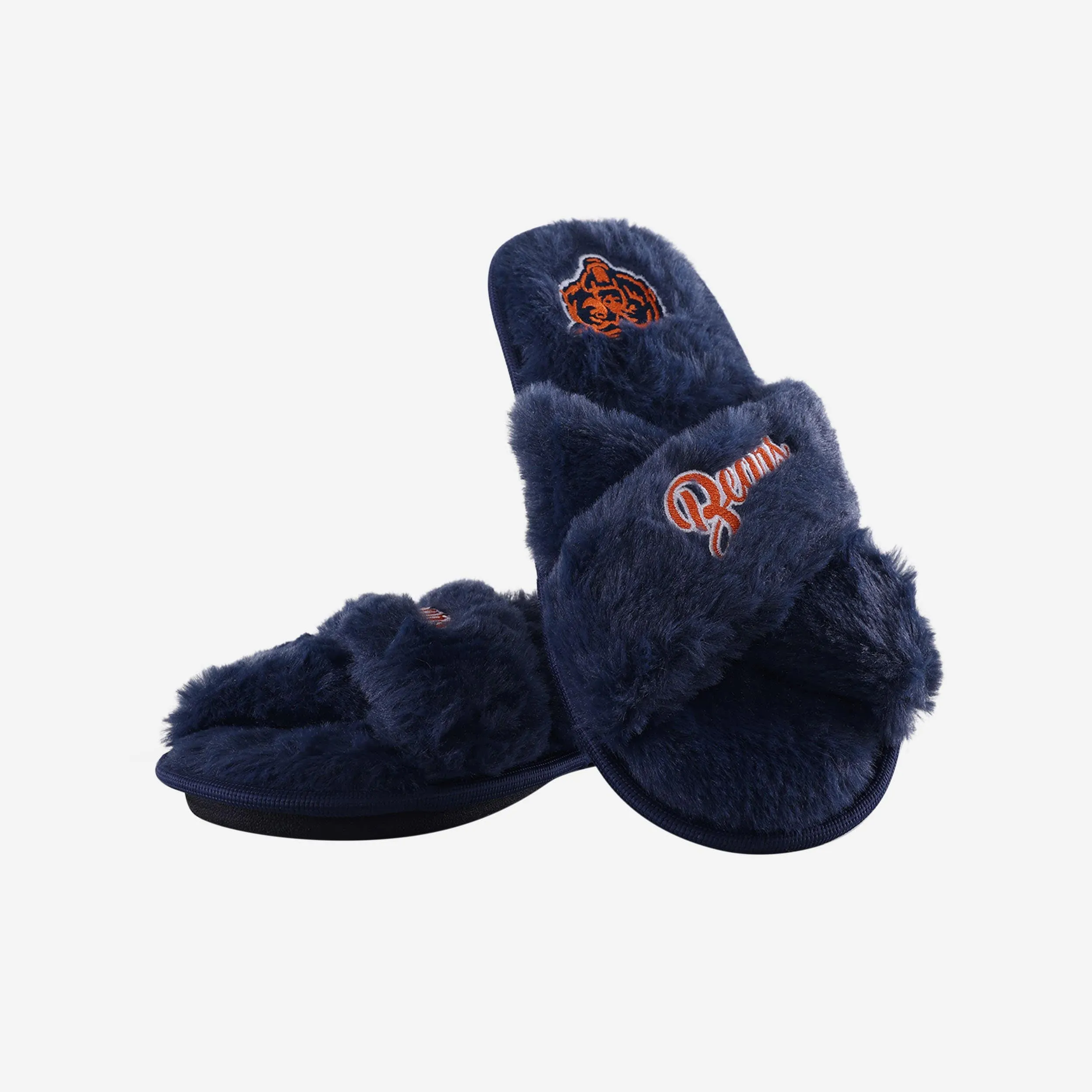 Chicago Bears Womens Script Wordmark Fur Cross Slide
