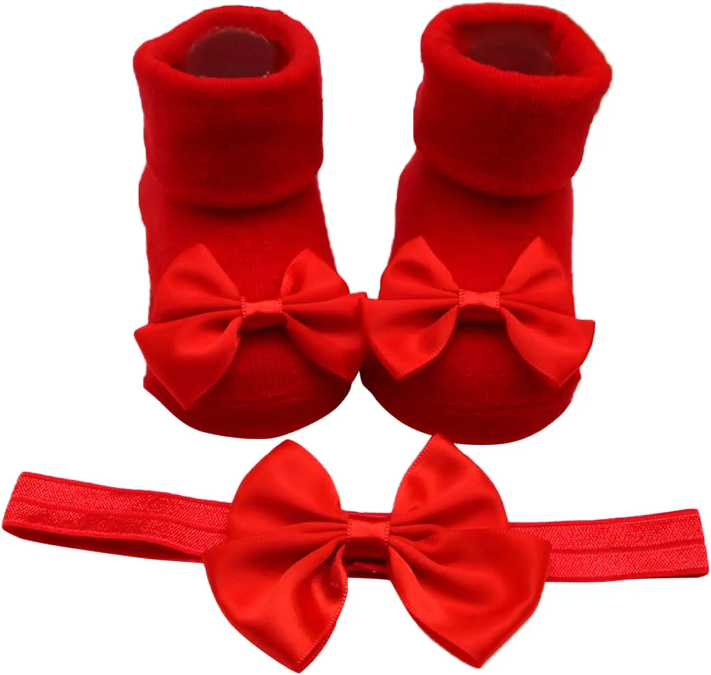 Children Kids Socks Soft Bottom Toddler Shoes Socks Bowkot Princess Socks Floor Socks Girls (Red, 6 Months)