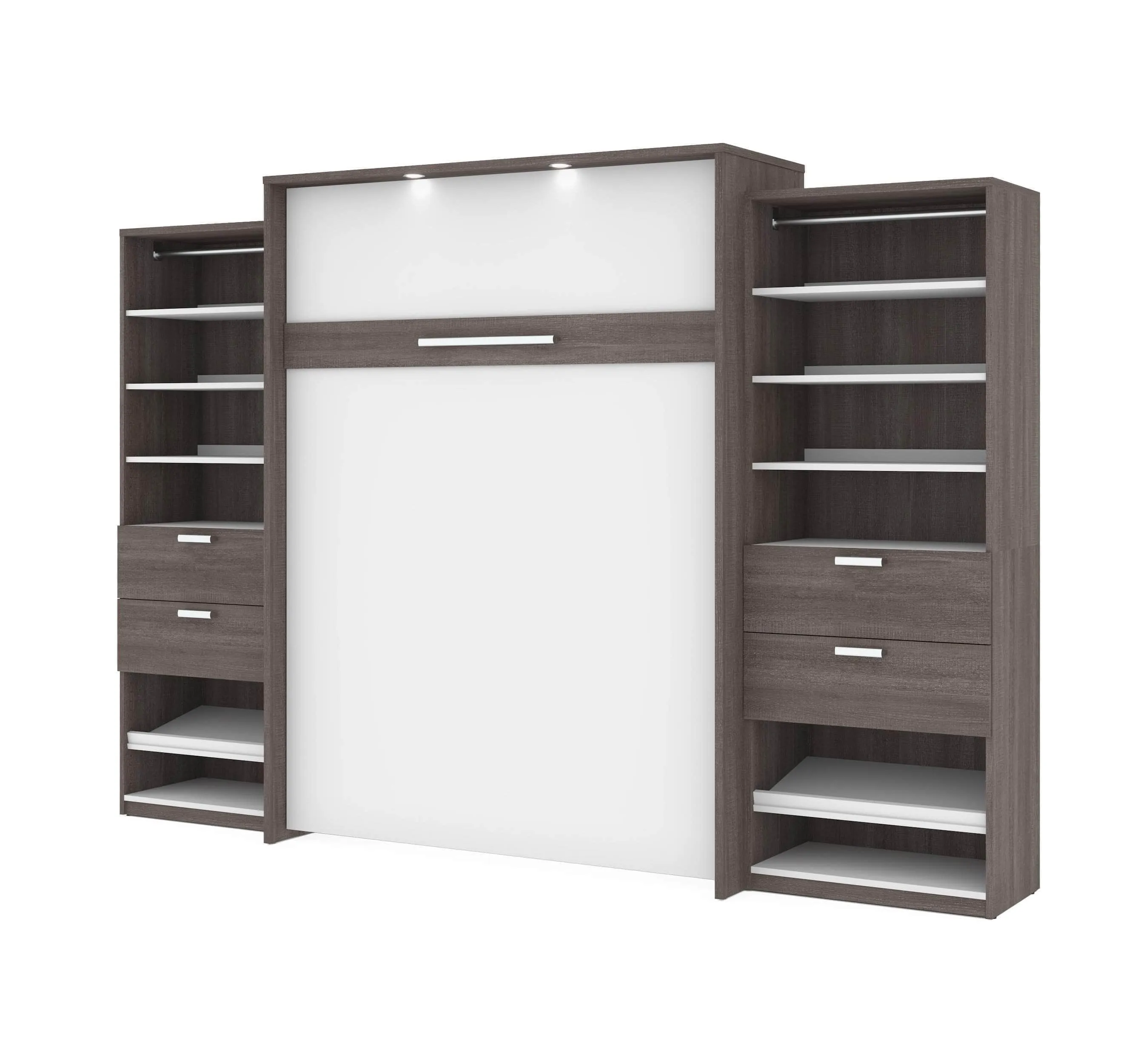 Cielo Queen Murphy Wall Bed and 2 Storage Cabinets with Drawers (124W) - Available in 2 Colours