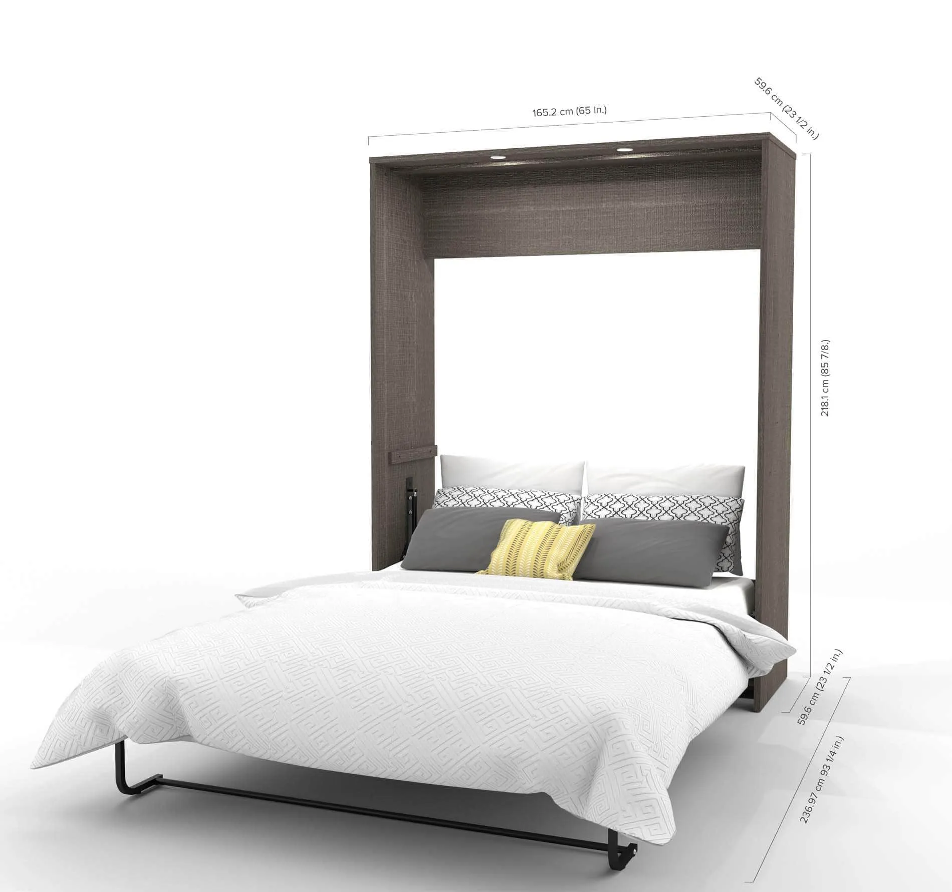 Cielo Queen Murphy Wall Bed and 2 Storage Cabinets with Drawers (124W) - Available in 2 Colours