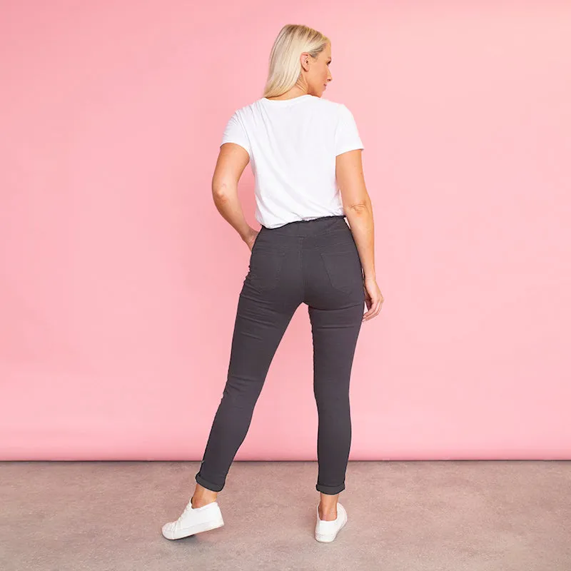Dana Drawstring Vintage Jeggings (Black)