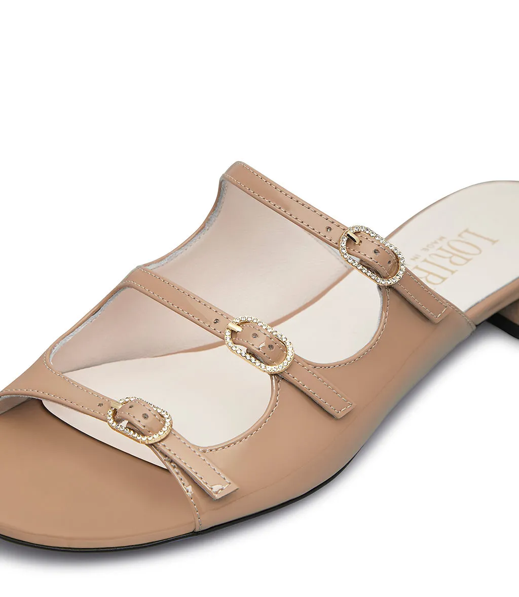 Decorative straps powder pink patent leather sandal