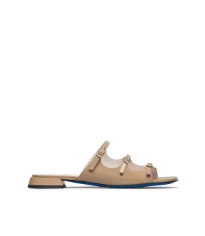 Decorative straps powder pink patent leather sandal