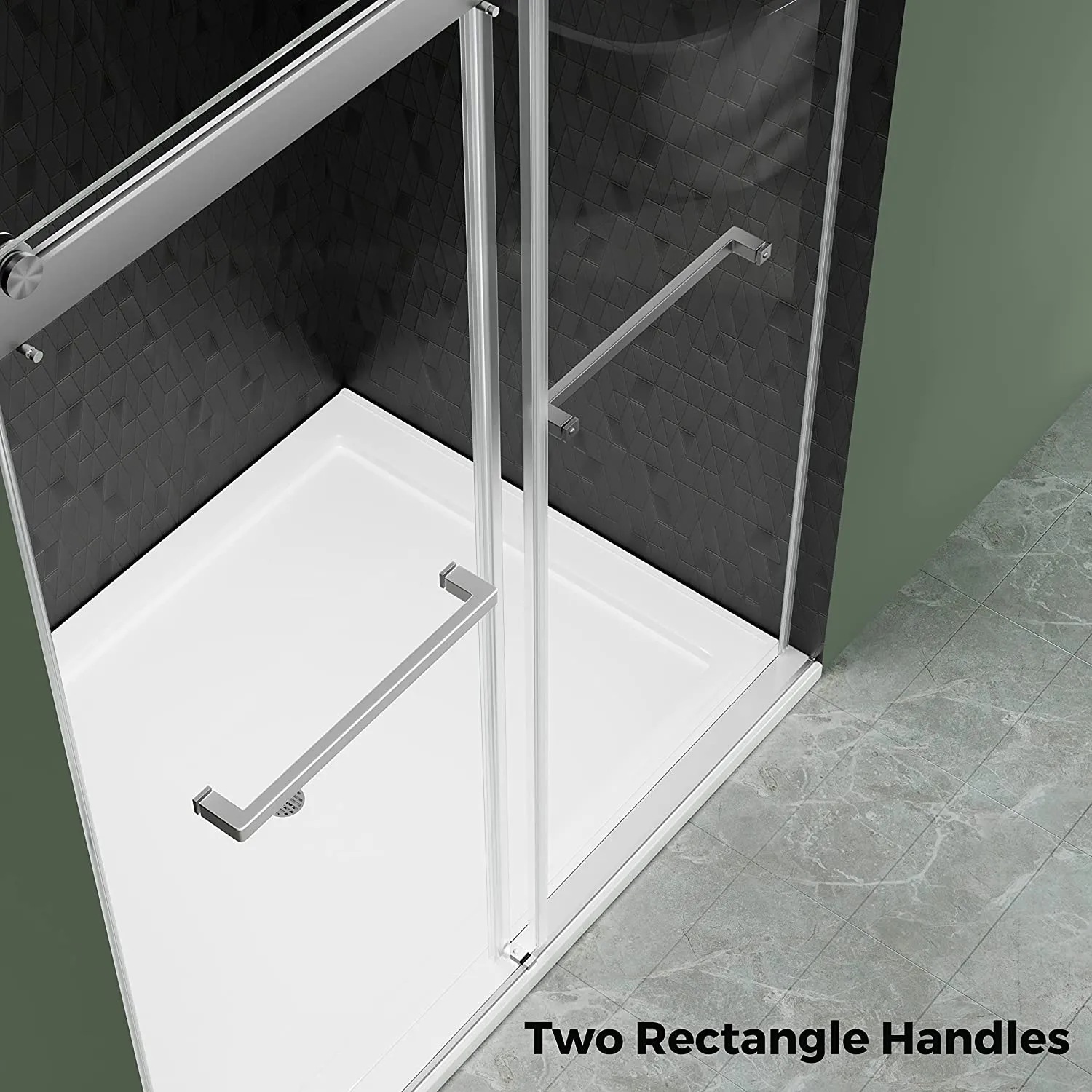 DELAVIN 44-48 Inch Width x 75 Inch Height Frameless Shower Door, 5/16" Clear Tempered Glass, Double Sliding Shower Door with Square Rail