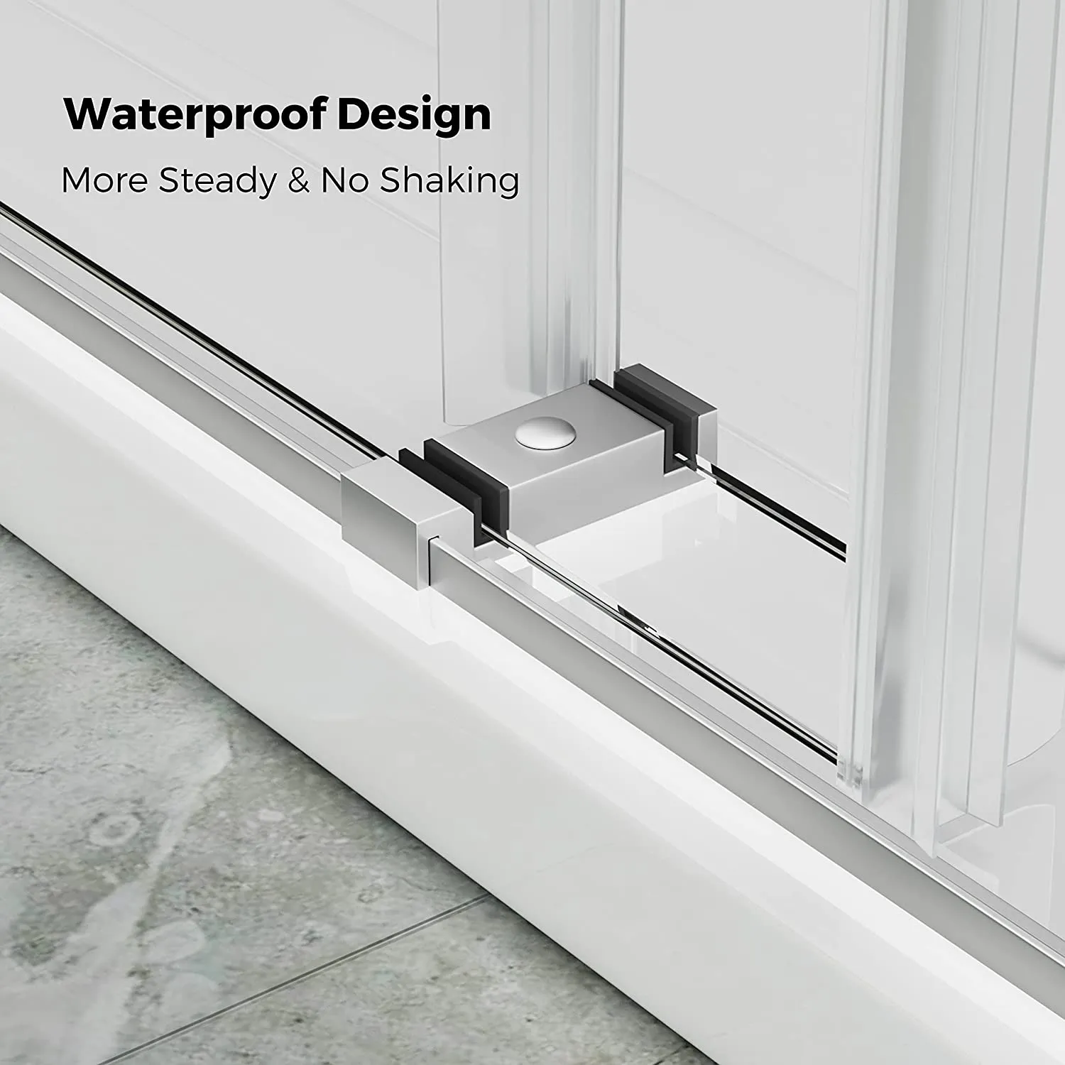 DELAVIN 44-48 Inch Width x 75 Inch Height Frameless Shower Door, 5/16" Clear Tempered Glass, Double Sliding Shower Door with Square Rail