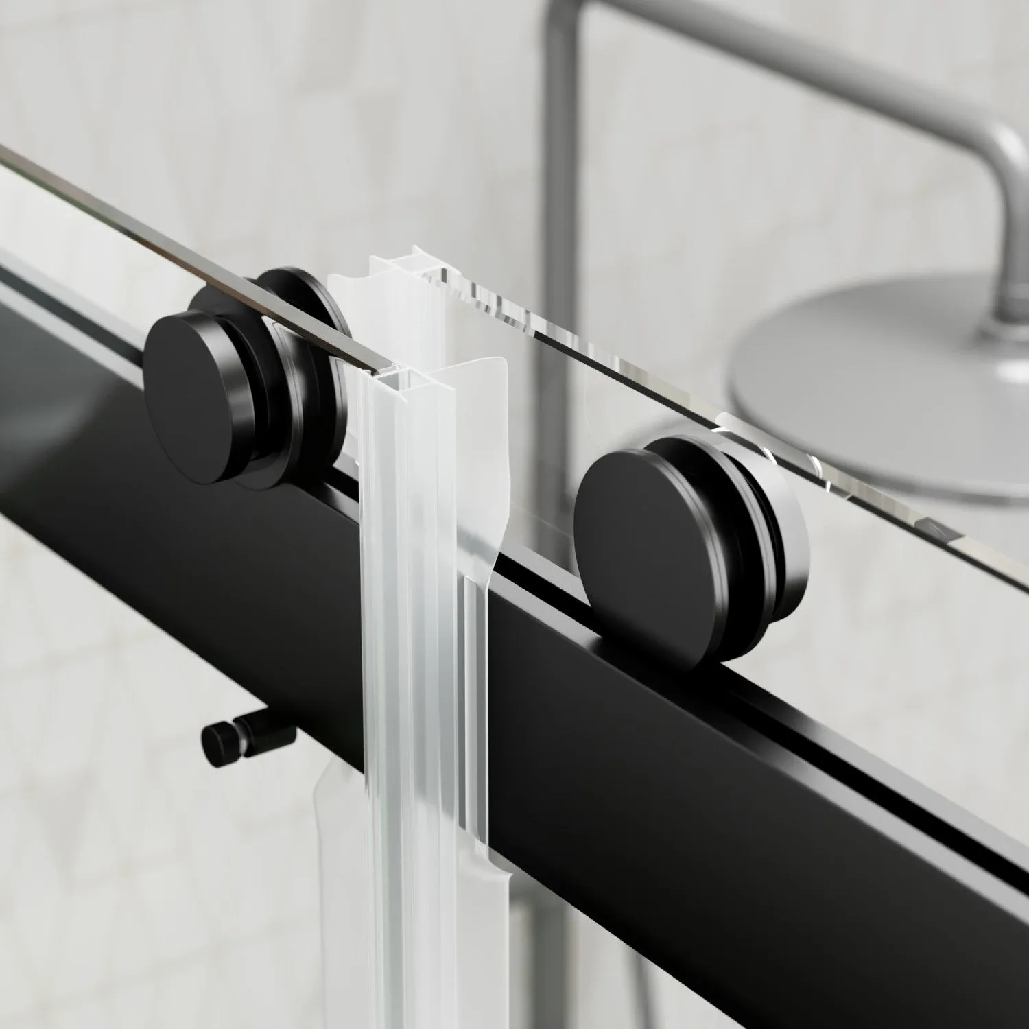 DELAVIN 56-60 Inch Width x 75 Inch Height Double Sliding Shower Door, Frameless Bathroom Door with Clear Glass