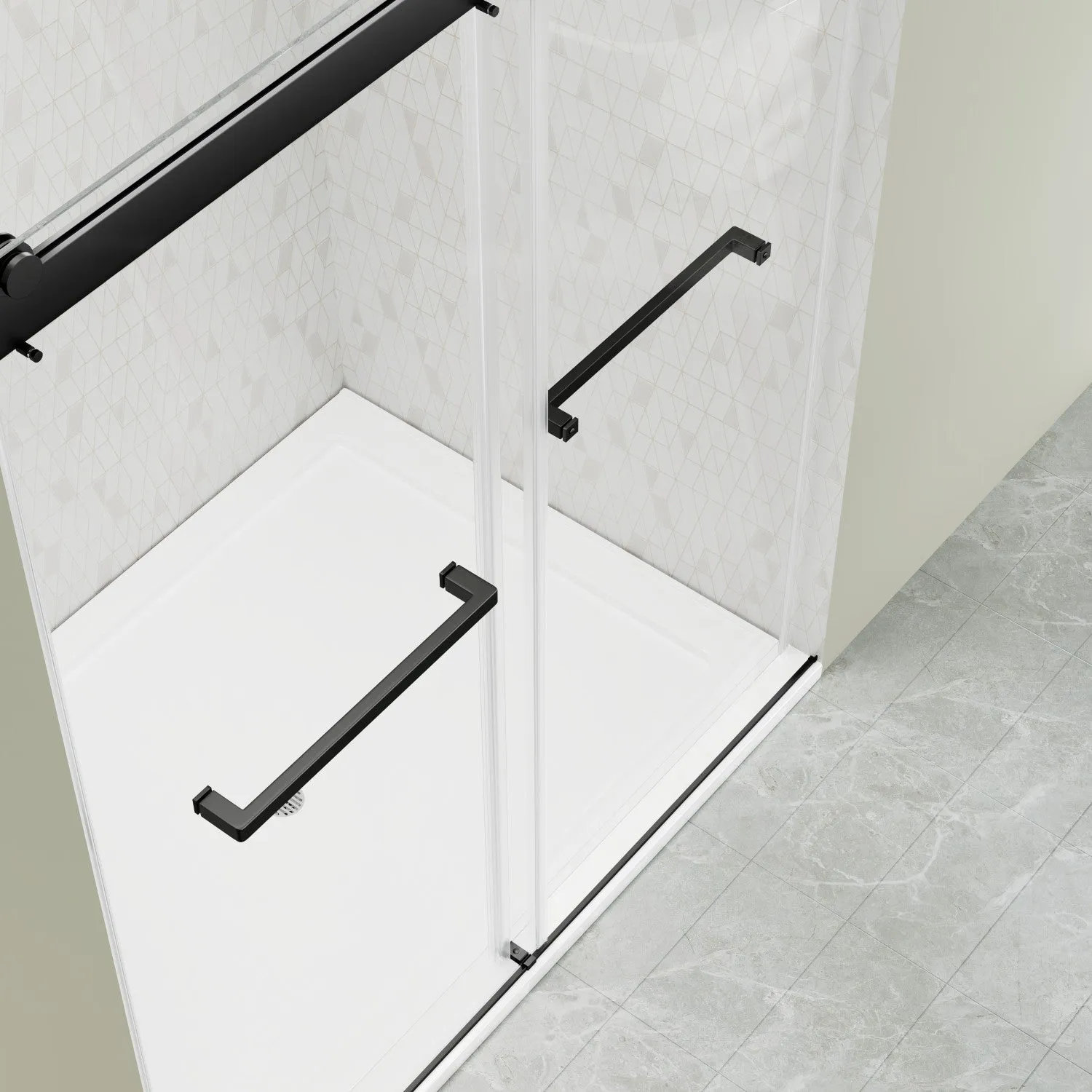 DELAVIN 56-60 Inch Width x 75 Inch Height Double Sliding Shower Door, Frameless Bathroom Door with Clear Glass