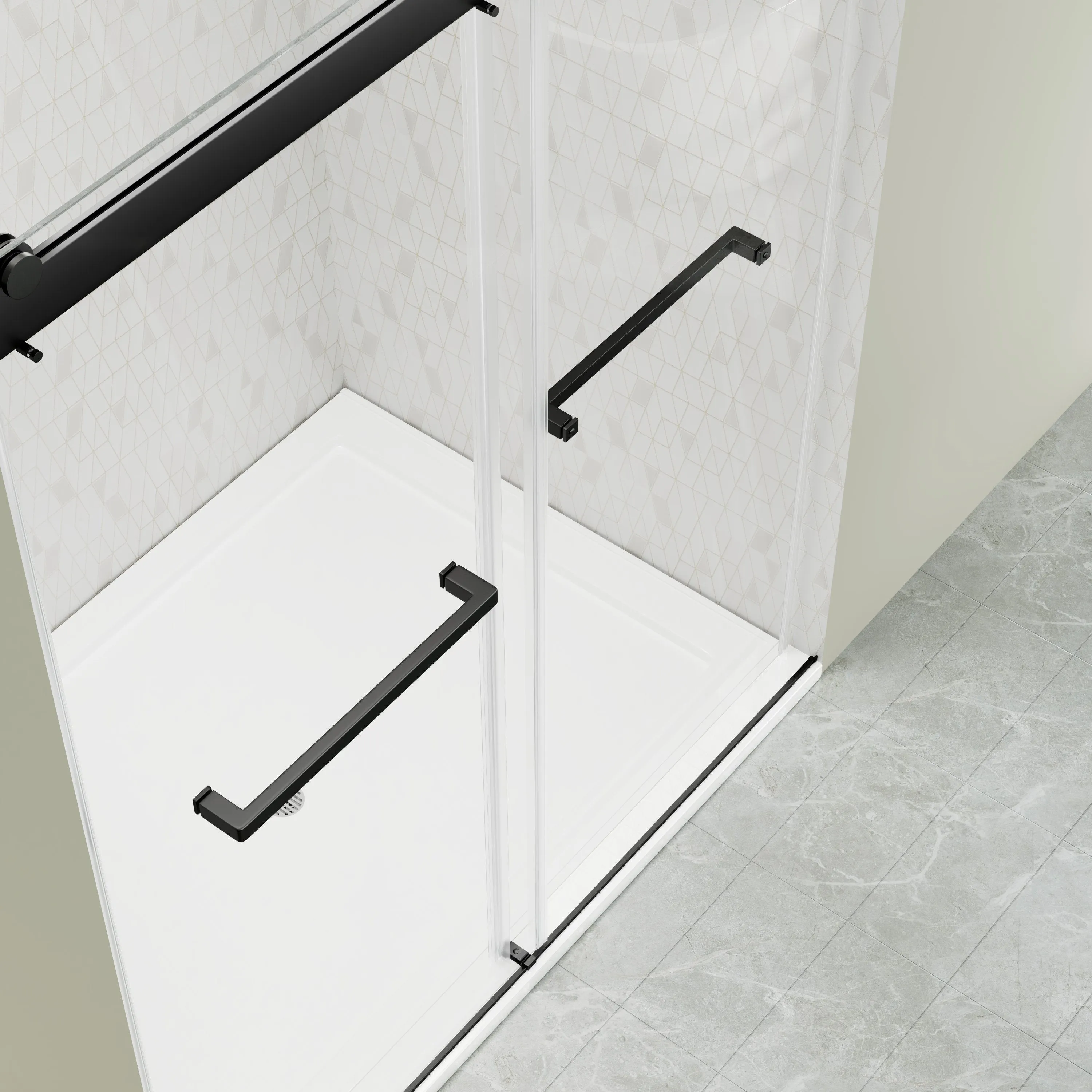 DELAVIN 56-60 Inch Width x 75 Inch Height Double Sliding Shower Door, Frameless Bathroom Door with Clear Glass