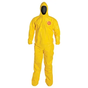 DUPONT QC127 Tychem® 2000 Coverall, Case of 12, Attached Hood, Elastic Wrists and Ankles, Zipper Front, Storm Flap