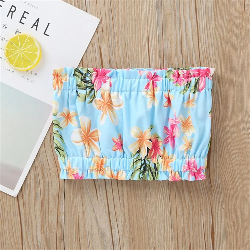 Girls Floral Printed Tube Top & Skirt Wholesale clothes For Girls