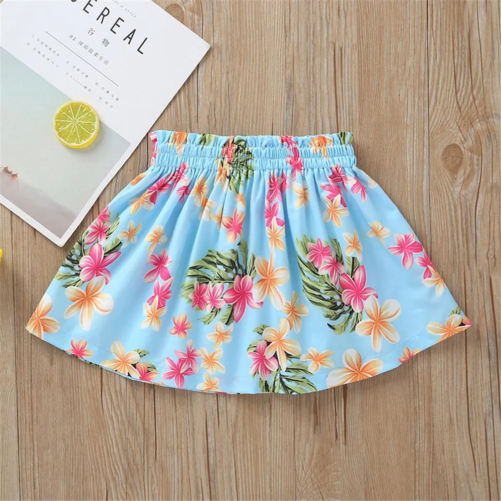 Girls Floral Printed Tube Top & Skirt Wholesale clothes For Girls