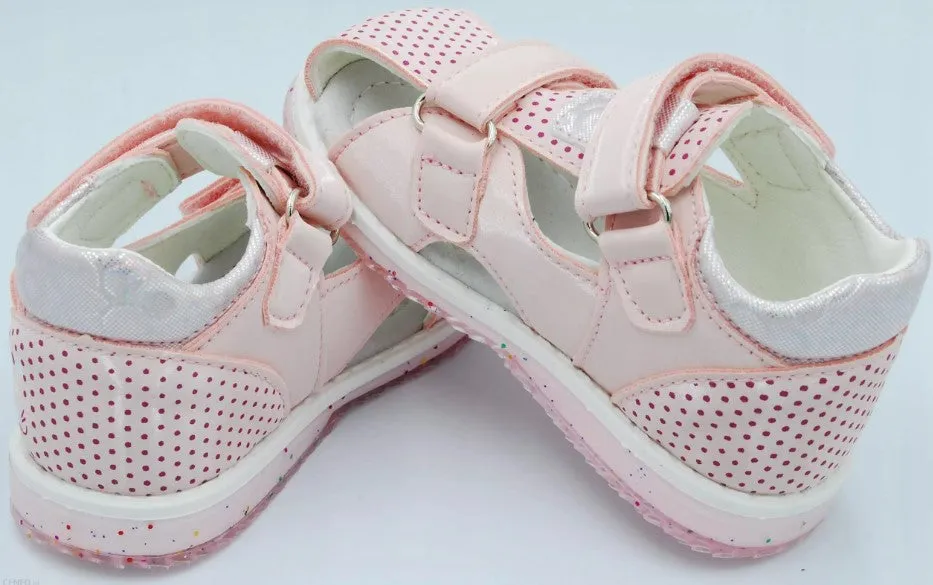 Girls' Pink Closed-Toe Sandals with Dots | AB235PINK