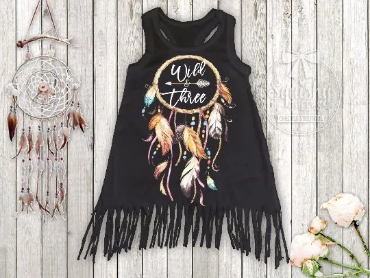 Girl's Wild & Three Boho Birthday Fringe Dress