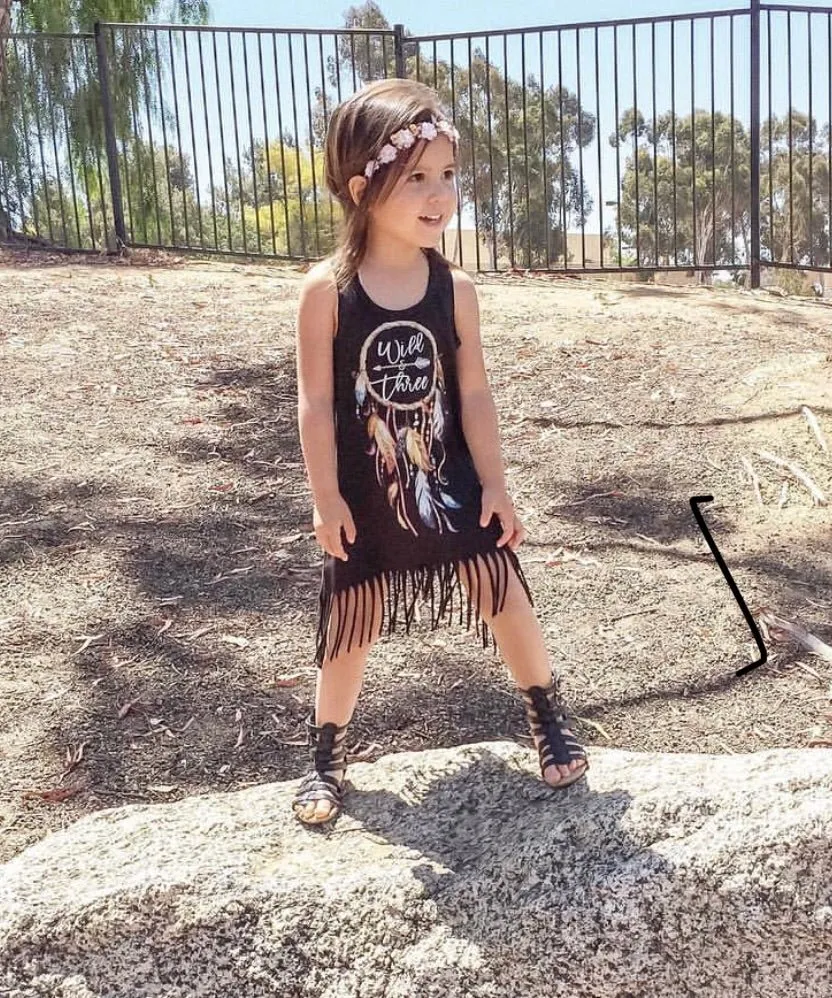 Girl's Wild & Three Boho Birthday Fringe Dress