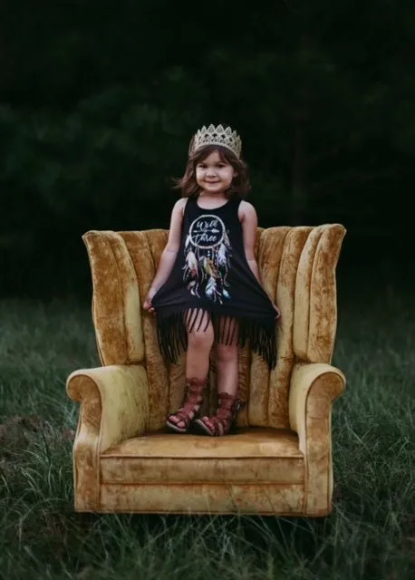 Girl's Wild & Three Boho Birthday Fringe Dress