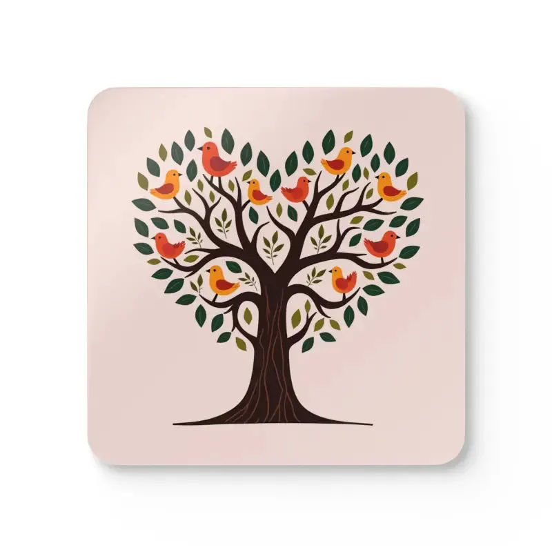 Heart Shaped Tree Corkwood Coaster Set