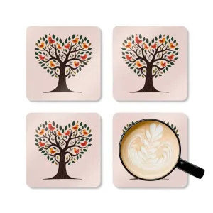 Heart Shaped Tree Corkwood Coaster Set