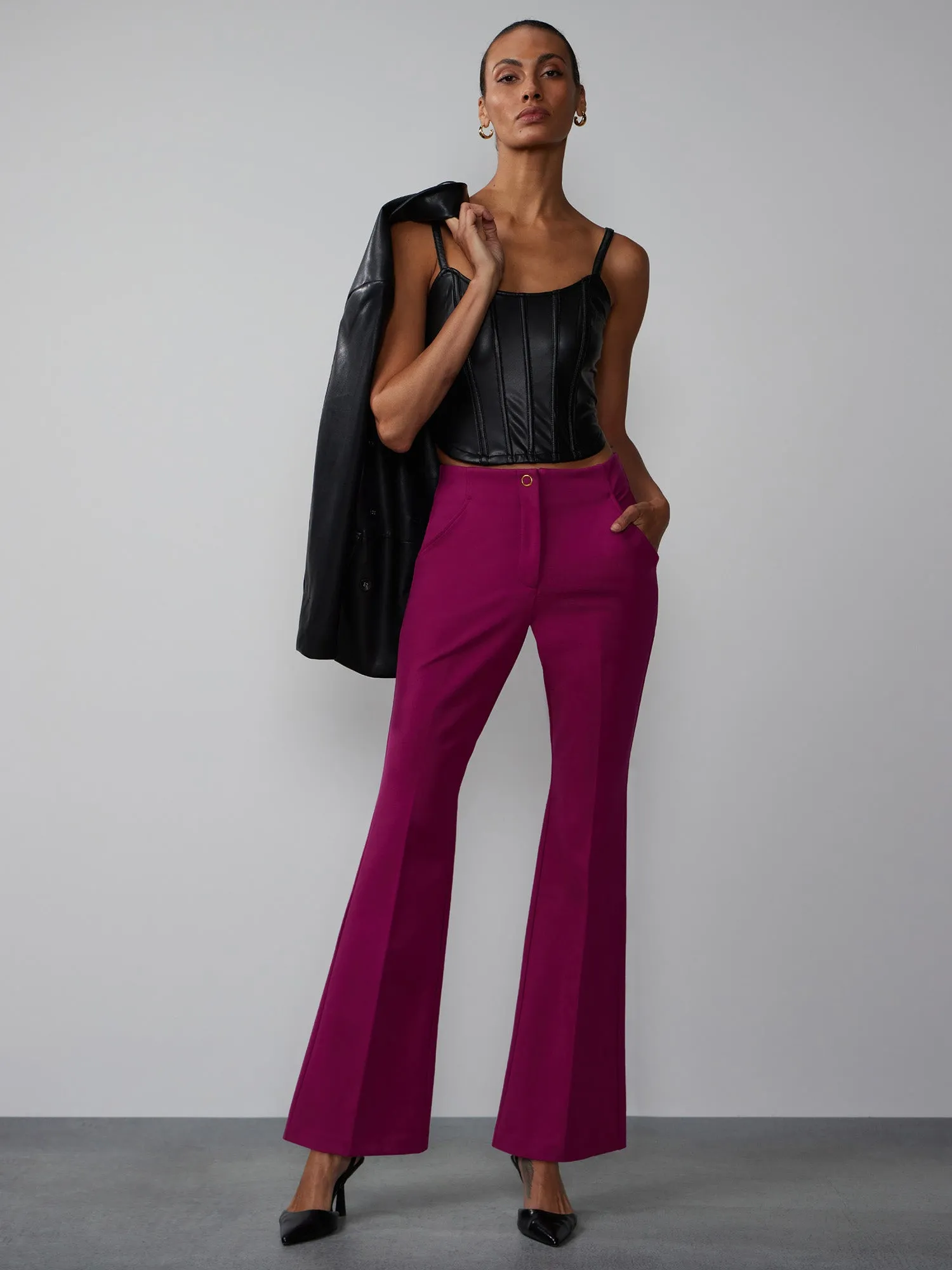 High Rise Ponte Flare Pant