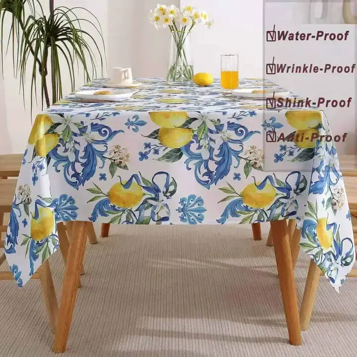 Lemon Tablecloth Wholesale, Wrinkle Resistant Summer Table Cover