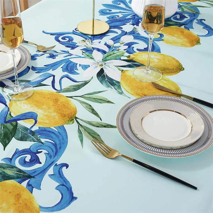 Lemon Tablecloth Wholesale, Wrinkle Resistant Summer Table Cover