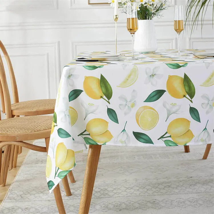 Lemon Tablecloth Wholesale, Wrinkle Resistant Summer Table Cover