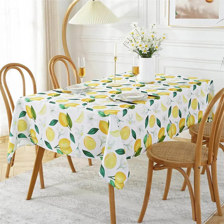 Lemon Tablecloth Wholesale, Wrinkle Resistant Summer Table Cover